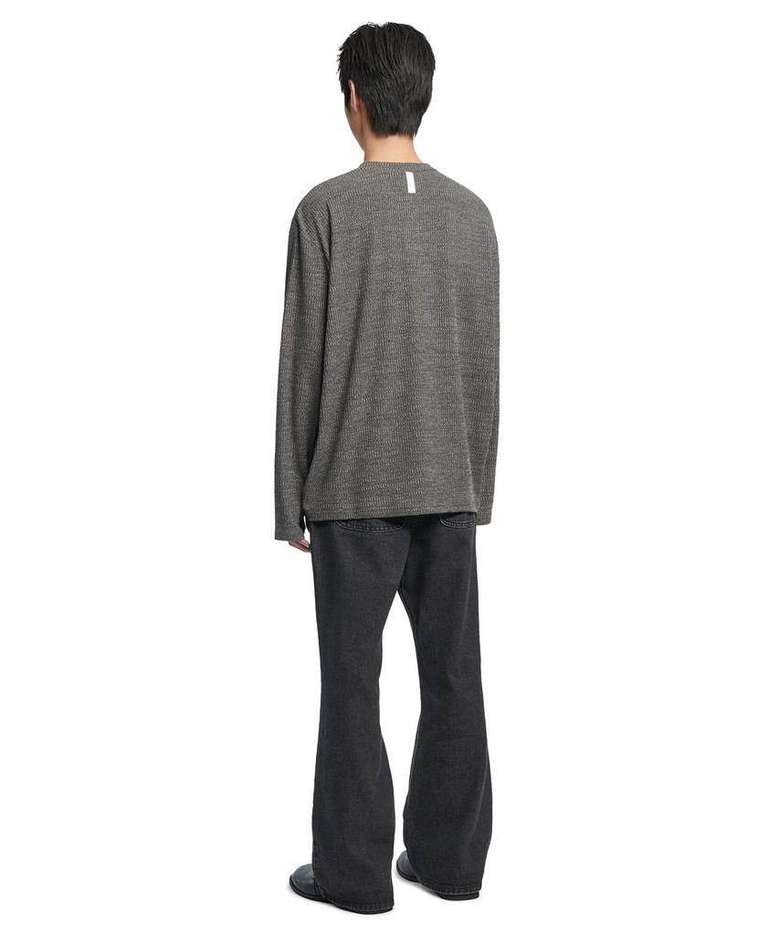 Nomaenyueol Henley Neck Knit Long Sleeve - Charcoal