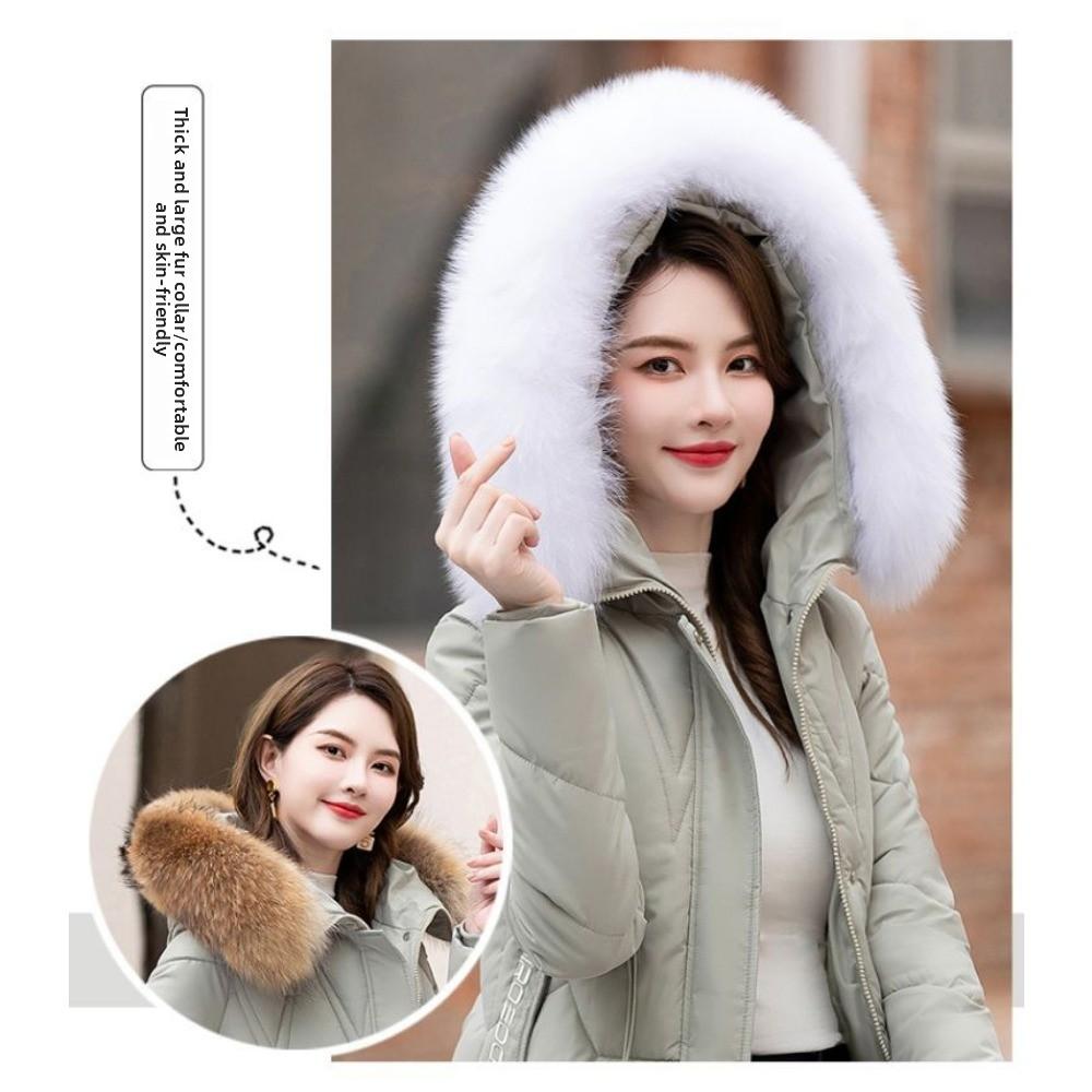 Down Jacket Women's Medium and Long New Slim-fit Fur Collar Warm Duck Down Thickened Jacket Winter