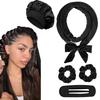 8/5/4 Stück Hitzeloses Lockenwickler-Set Satin-Schlafhaube Keine Hitze Über Nacht Locken Kantenbürste Scrunchies Kamm Schwarzer Geschenk Kamm Styling-Werkzeuge