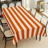 1 Stück Rechteckiger Tischdecke Orange und Weiß Gestreifte Tischabdeckung für Esszimmer Küche Party Staubdicht Ölbeständig Dekorativ