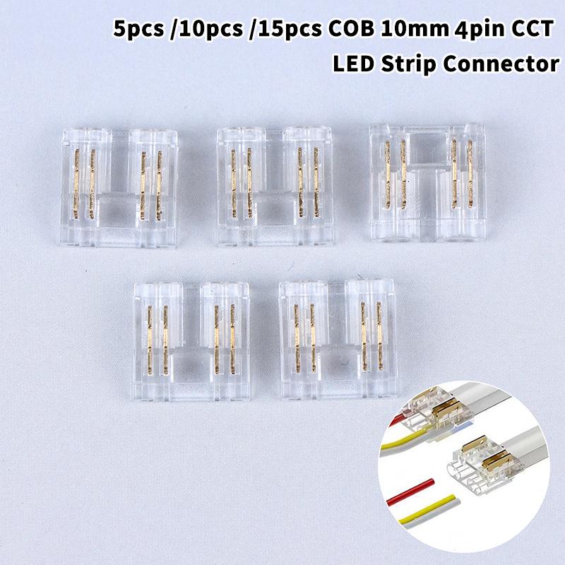 NEW 5/10/15Pcs COB 10mm 4pin CCT LED Strip Connector Used For Wireless Gapless Adapter Expansion COB Strip Connection Accessori