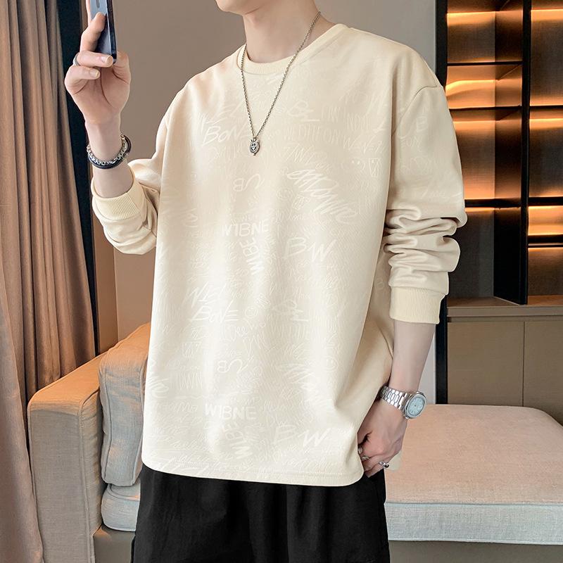 Round Neck Sweatshirt Men's Spring and Autumn New Style Printed Loose Casual Pullover Versatile Clothing