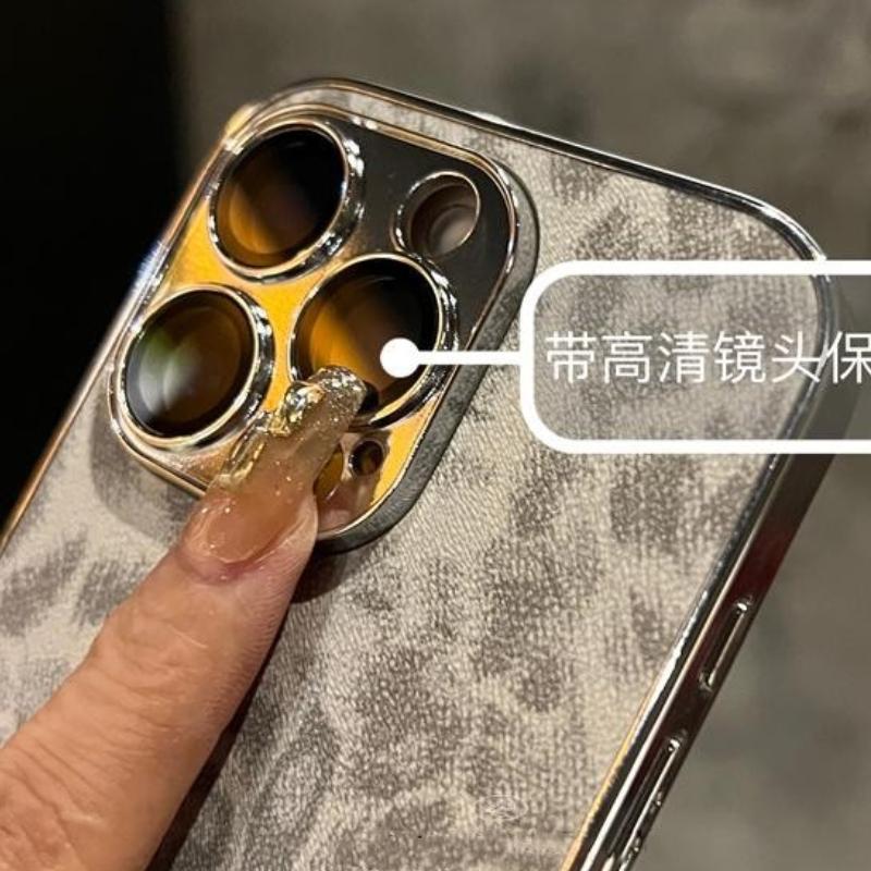 For iPhone 16 Pro Max Luxury Leopard Print Pattern Plating Frame Phone Case For iPhone 11 12 13 14 15 Plus Lens Protective Cover