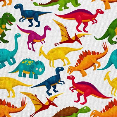 Outdoor Dekostoffe Oxford - Motiv Bunte Dinosaurier
