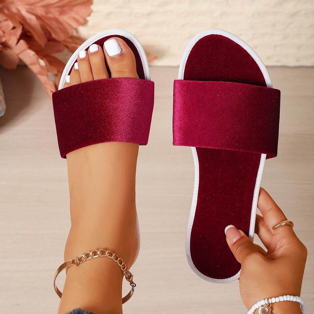 Fashion Women Summer Slippers Peep Toe Solid Flat Ladies Slides Beach Shoes Zapatos Mujer Comfortable Fashion Female Black Footwear
