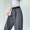 Women's Drapey Suit Pants: High-End Black, Straight, Narrow, or Wide-Leg, Slimming, Long Pants for Spring & Autumn 2025.
