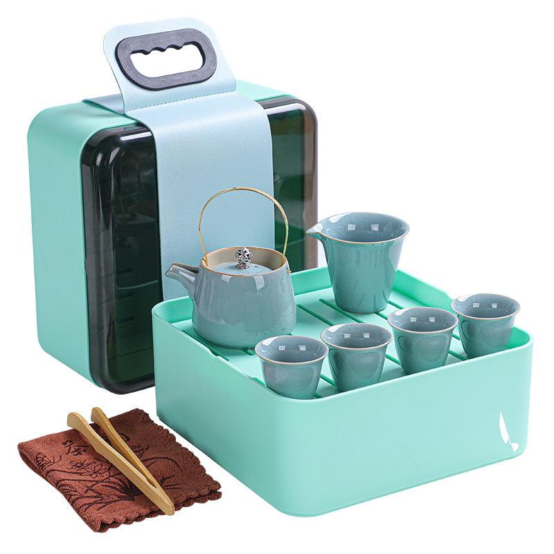 Travel Tea Set, Ge Kiln Ceramic Cooling Pot, Four Cups Portable Storage Box, Cheap Business Gifts