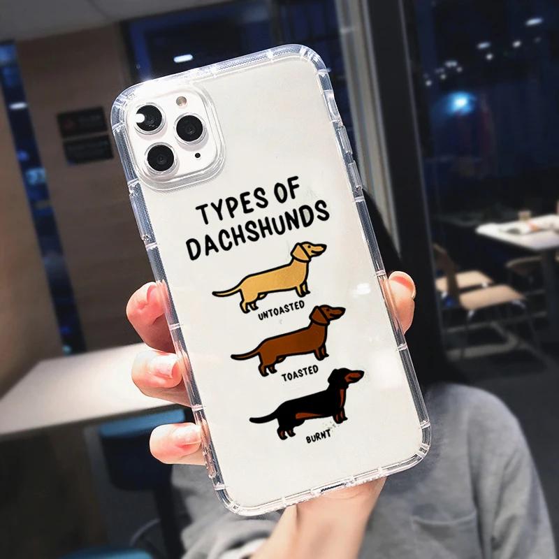 

Cute Cartoon Sausage Dog Phone Case for iPhone 17 16 15 14 13 12 11 Pro Max Mini SE 7 Plus Animal Transparent Soft Shell Fundas iPhone 15