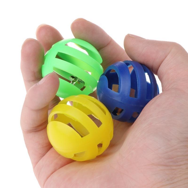 Slotted Toy Balls for Kitten Training and for Play Rattle Pet Supplies for Cats Assorted Color Slotted Balls