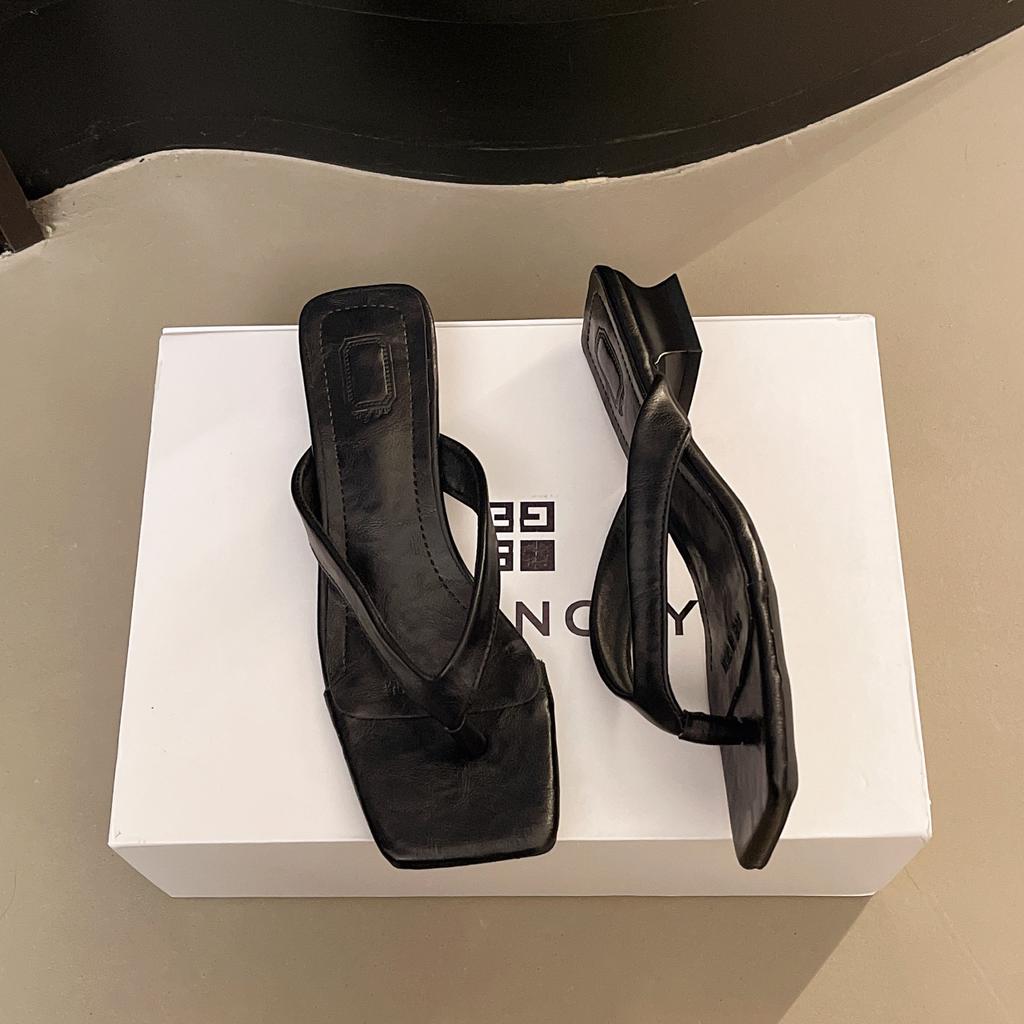 Sommer Damen Zehensteg-Slipper Komfort Niedriger Absatz Pantoletten Schuhe Damen Lässig Kleid Streetstyle Sandalen Flip-Flops Slipper