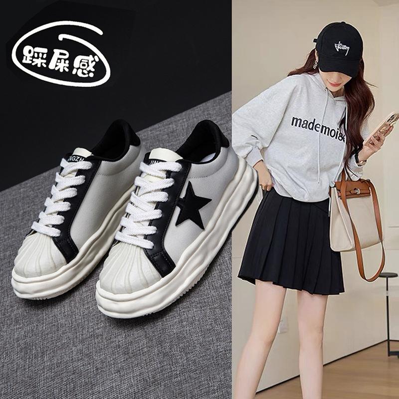 Sneakers XINGX Thick-Soled Casual Sneaker Women's Spring and Autumn Ins Trendy New Dissolved Shell Toe Canvas Shoes for Women