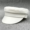 Clearance Early Autumn Washing Water Pu Leather Simple Hepburn Style Student Flat Top Hat Female Cap Tide