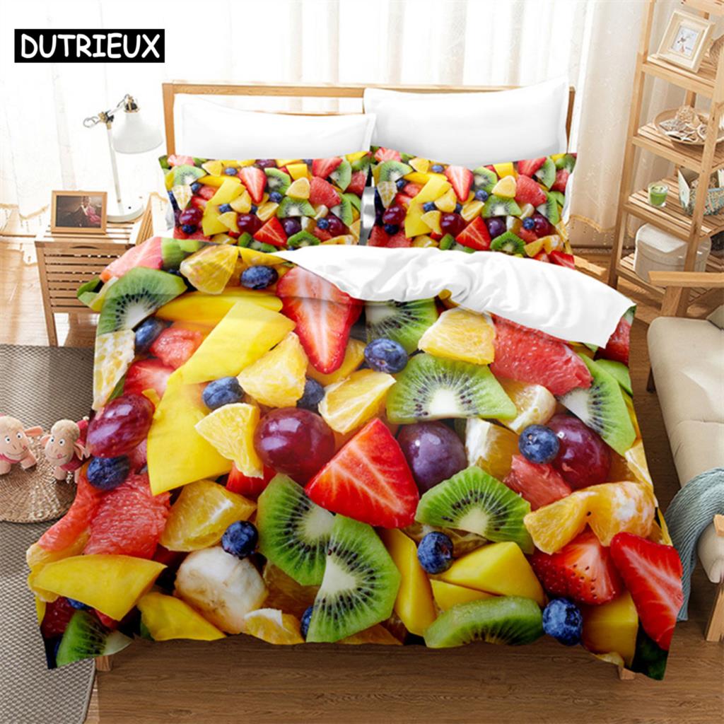 

Summer Fruit Queen Bedding Set Duvet Cover Set Bedding Digital Printing Bed Linen King Size Duvet Cover Set Bedding Set US Full(200*230cm)3pcs