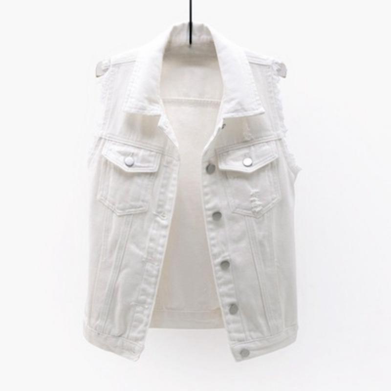 Denim Vest Women's Short Spring and Summer Slim Slimming Sleeveless Jacket Ripped Cardigan Top