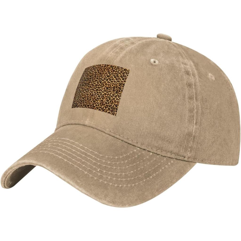 Leopard Print Wyoming Shape Washed Baseball Cap Breathable Cotton Adjustable Outdoor Dad Hat