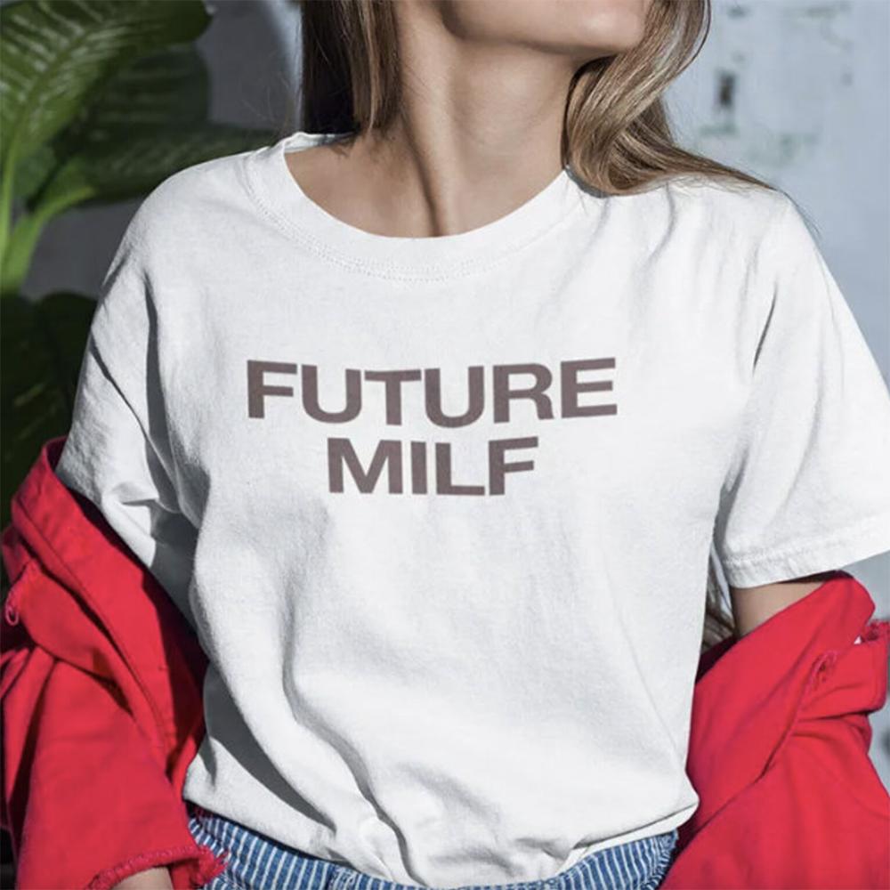 Future Milf Letter Print Tops Tees Short Sleeve Cotton Unisex Graphic Tshirt Vintage Unisex Clothing