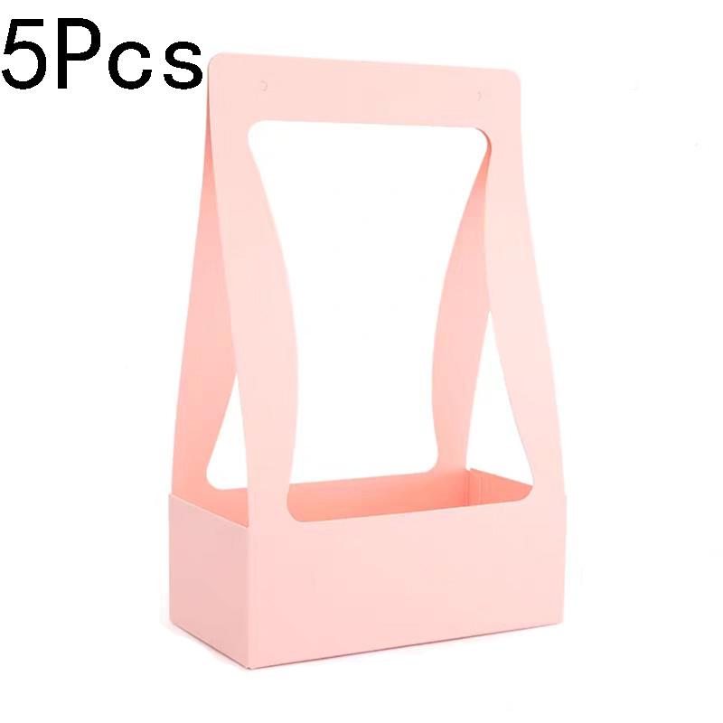 5Pcs Holiday Gift Elegant Design Double Sided Convenient Kraft Paper Portable Wrapping Box Water Proof Flower Basket