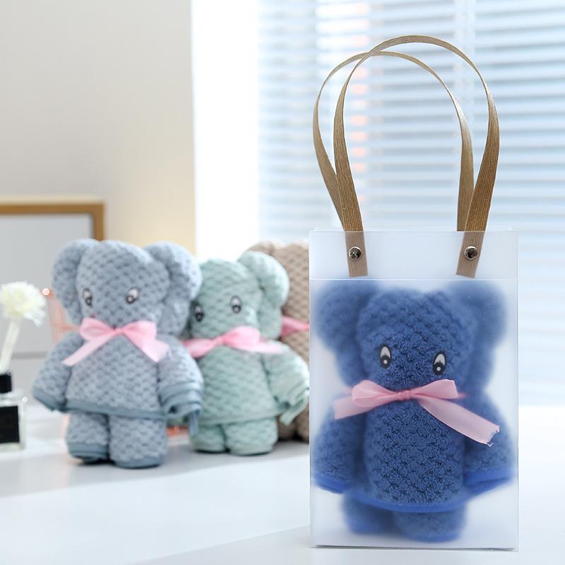 Bear Coral Fleece Gift Box Towel Souvenir Wedding Birthday Special Absorbent Thickened Hemming Children's Towels Cute