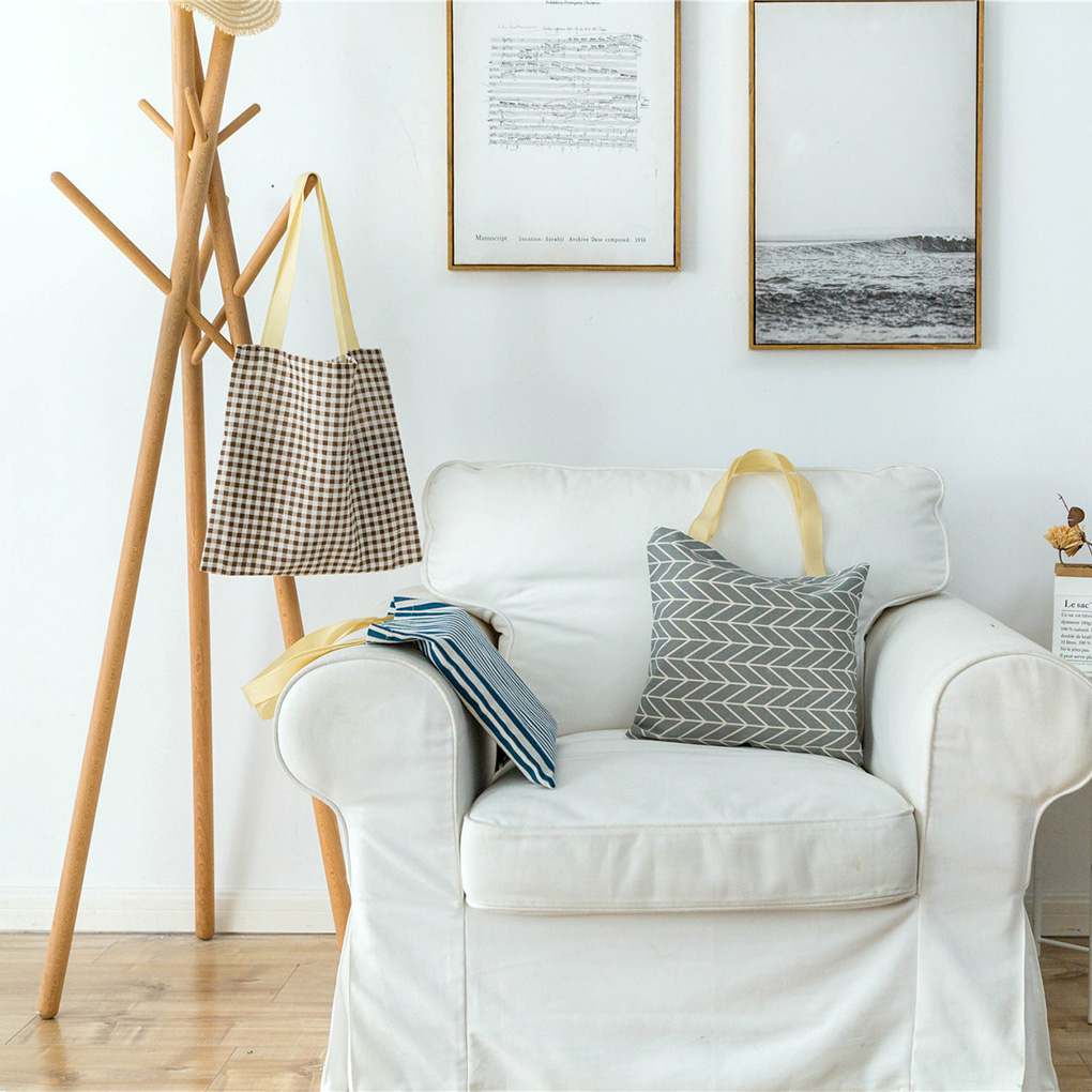 Women Plaid Stripe Flower Print Shoulder Bags Printing Casual Shopping Tote Student Handbags