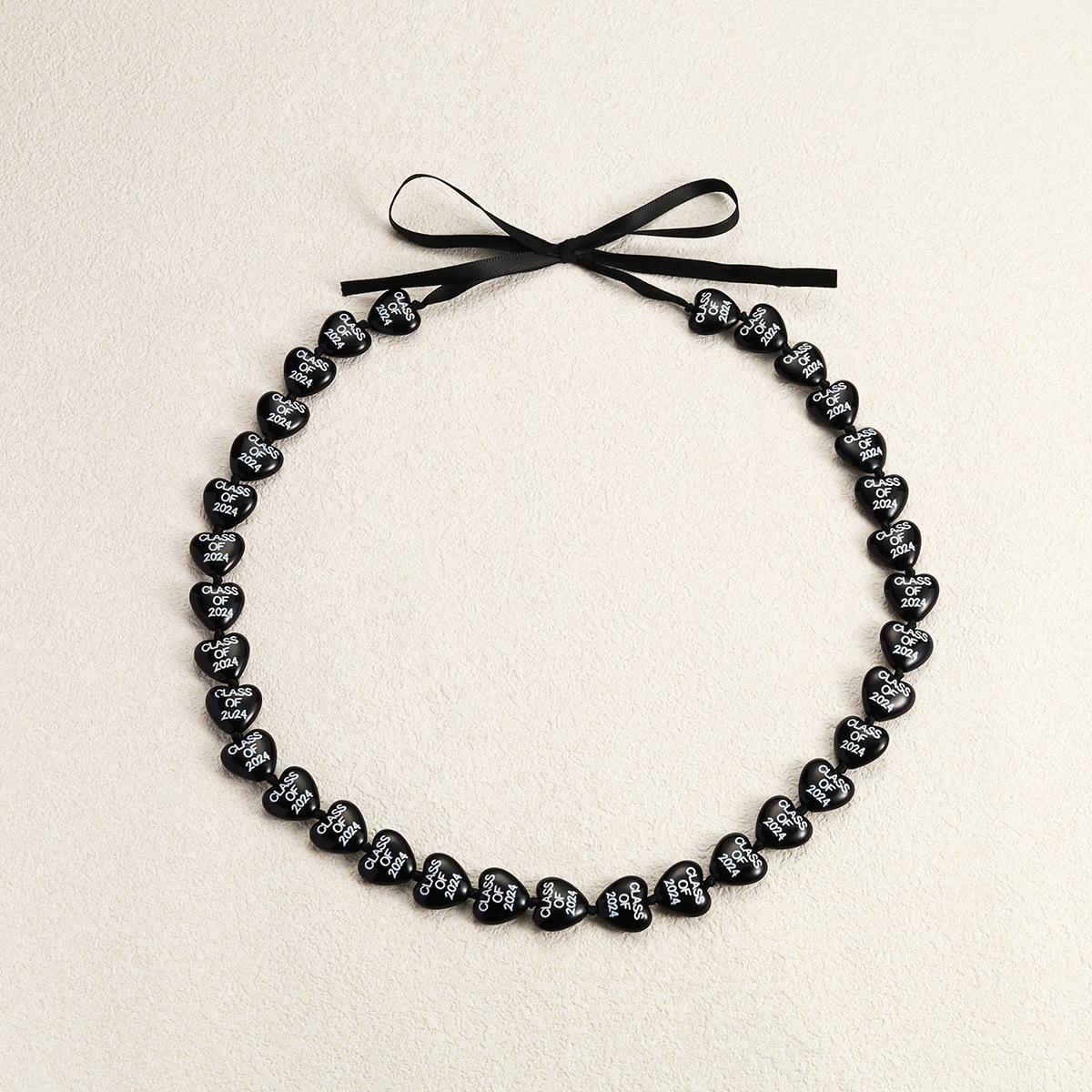 2026 Hawaiian Graduation Kukui Nut Lei Chunky Bead Necklace Adjustable Ribbon