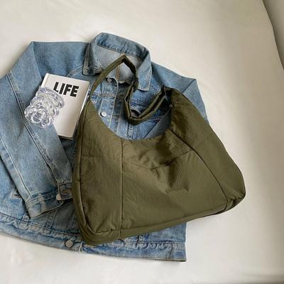 Trendy Women's Soft Cloth Shoulder Bag Solid Color Student 2026 Spring Casual Style Big Handbags Crossbody Bags