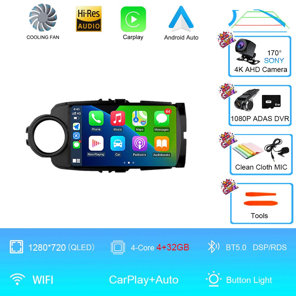 Car Radio Android 14 Autoradio For Toyota Yaris 2012 - 2017 GPS Navigation Multimedia Player Carplay Stereo 2 Din DVD WIFI+4G BT