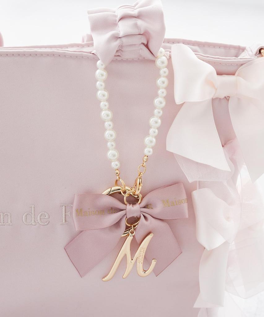 Maison de Fleur Initial Ribbon Pearl Charm for 08000561100 T Women,