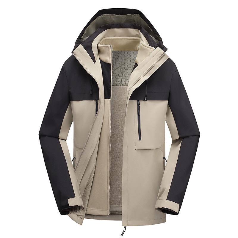 Personalized Windproof 3-in-1 Jacket: Solid Color, Custom Logo, Unisex Design, Thick Workwear