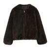 Autumn and Winter New European and American Style Winter New Round Neck Zipper Imitation Fur Jacket