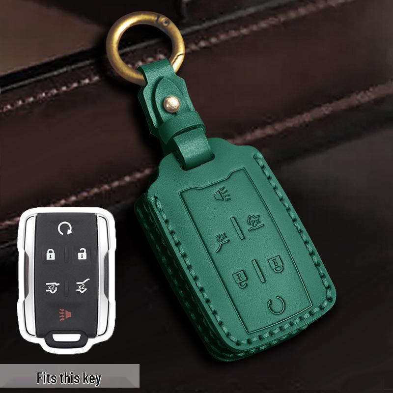 Genuine Leather Car Key Case & Creative Keychain for GMC Pickup