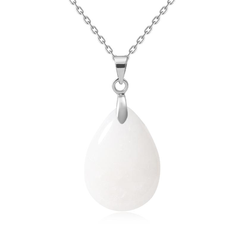 New Fashion Natural Stone Crystal Pendant Teardrop Simple Pendant Necklace Earrings Making Jewelry With Chain Collar