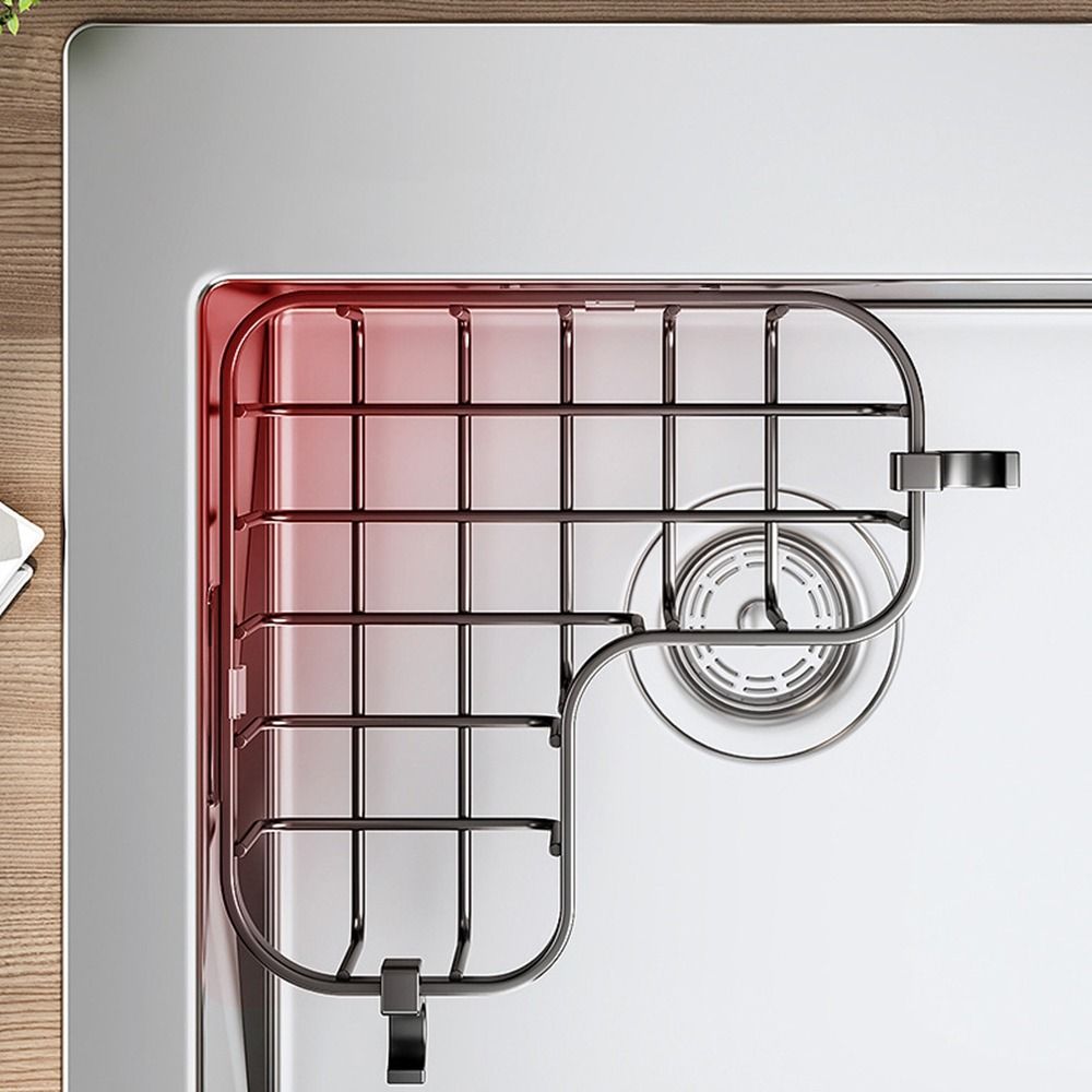 Edelstahl Spülbecken Ablagegestell Kein Bohren Dreieckiges Abflussgestell Drahtkugel