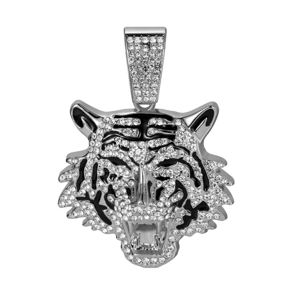 Cuban Alloy Full Diamond Tiger Head Pendant Hip Hop Street Style Jewelry