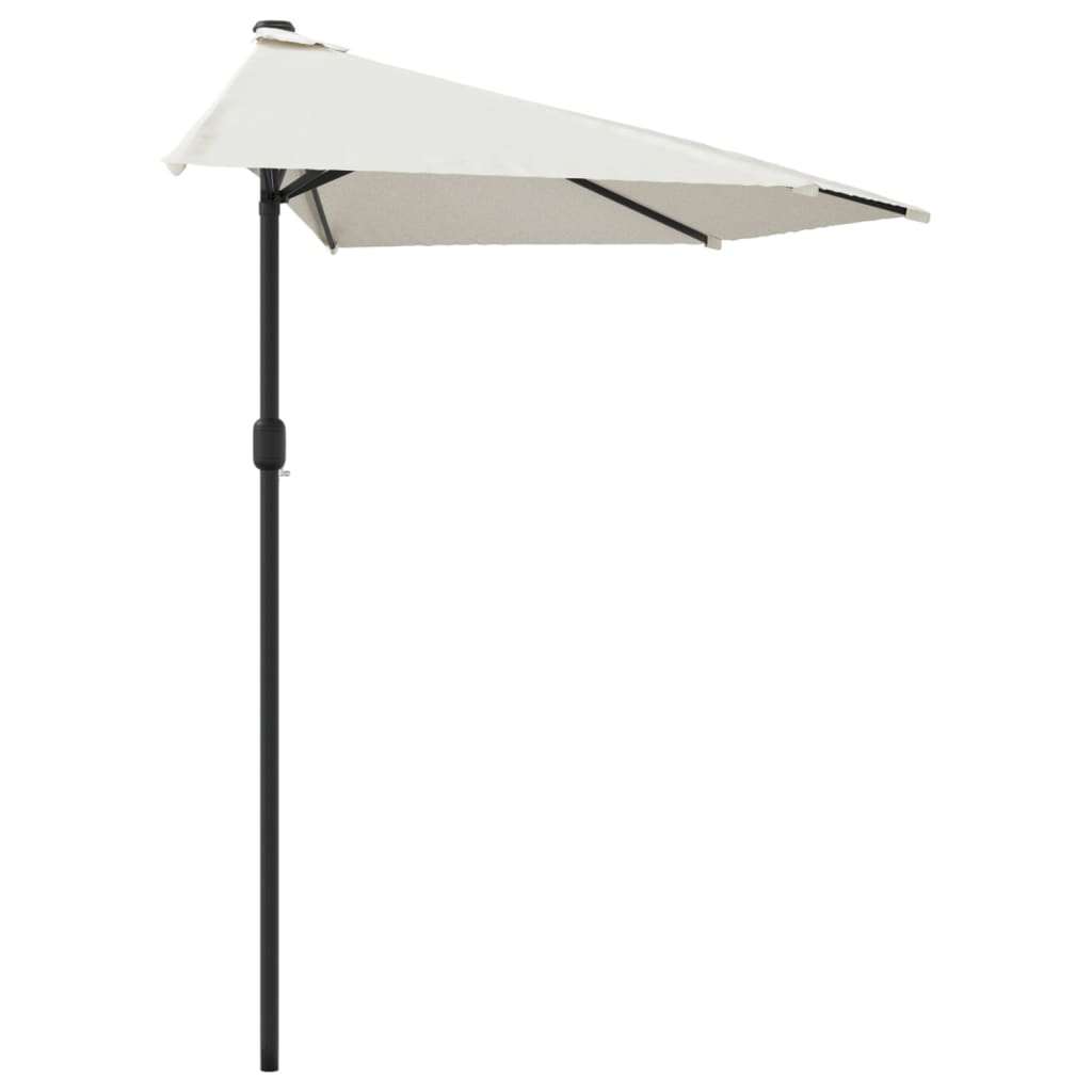 Balcony Sun Umbrella with Aluminum Pole Sand Colored 300 x 155 cm Semi Circular