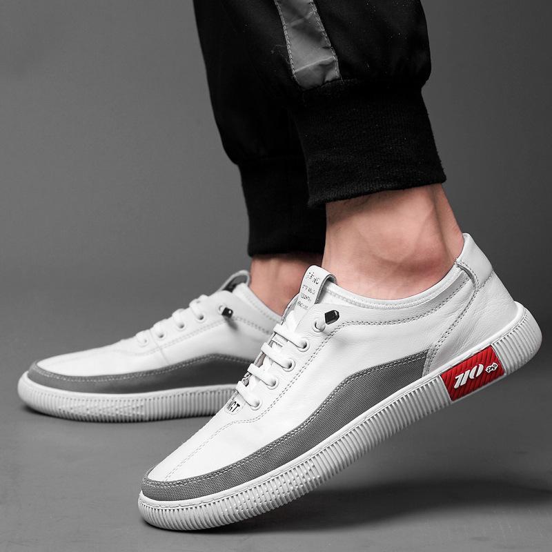Men's Shoes 2025 New Summer Wear Free Lace-up Soft Sole Comfortable Casual Shoes Men's Trendy Leather Waterproof Board Shoes
