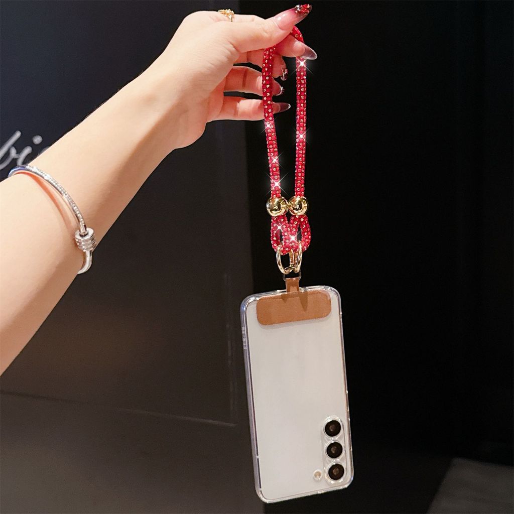 Pvc Jewelry Phone Strap With Glittering Beads And Card For Women And Men