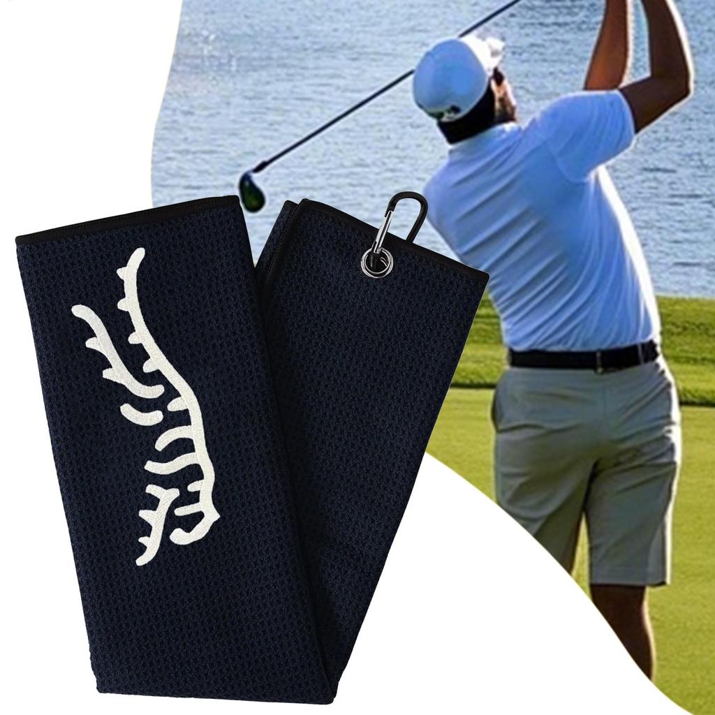 NEW 1pc Tiger Embroidered Golf Towel, Microfiber, Waffle Texture, Soft Material, with Carabiner, for Golf Bags and Accessories