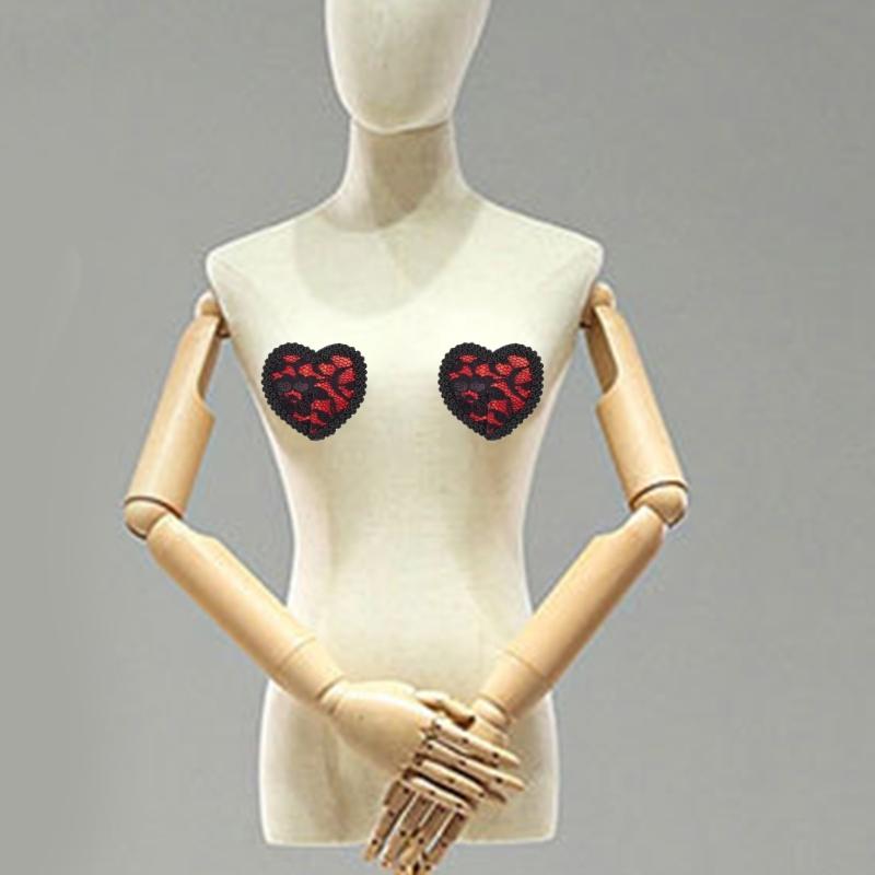 Women Sequins Tassels Nipple Cover Reusable Adhesive Pasties Breast Cover Lace Sticky Bra Chest Pad Lingerie Accessories