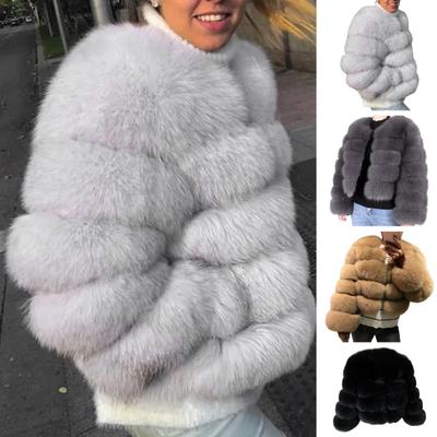 Dámska bunda Elegantná jednofarebná umelá kožušina Mäkká Módna Pohodlná Ležérna Trendy Polyesterová bunda pre ženy
