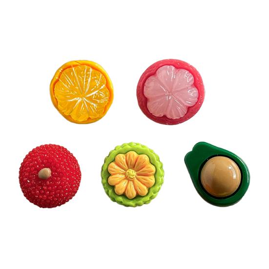 

5Pcs 3D Simulated Fruit Refrigerator Magnet Resin Waxberry Orange Avocado Mangosteen Magnet Home Kitchen Office Whiteboard Locker Decor 5pcs