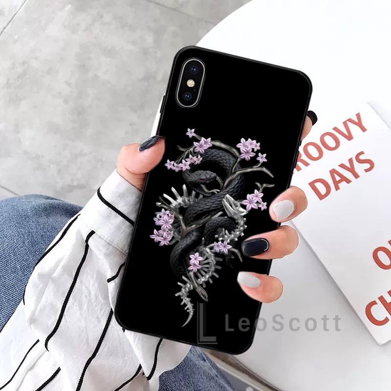 Coole weiche Telefonhülle mit Blumen-, Drachen- und Schlangenmotiv für iPhone 11 12 Pro XS MAX 8 7 6 6S Plus X 5S SE 2020 XR
