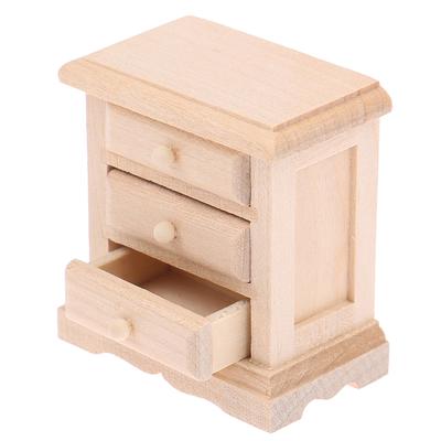 1Pcs 1:12 Dollhouse Wooden Miniature Bedside Cupboard Furniture Diy Accessories