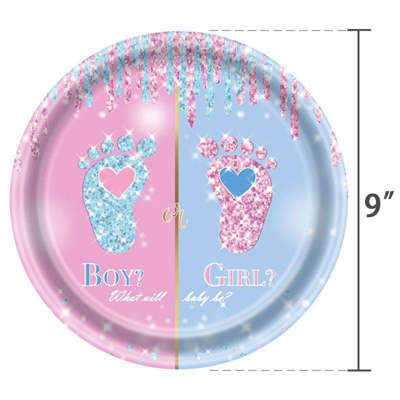 Набір для вечірки-визначення статі дитини (Хлопчик чи Дівчинка), Одноразові паперові тарілки та стаканчики, Скатертини з захистом від опіків, Оформлення тематичного простору