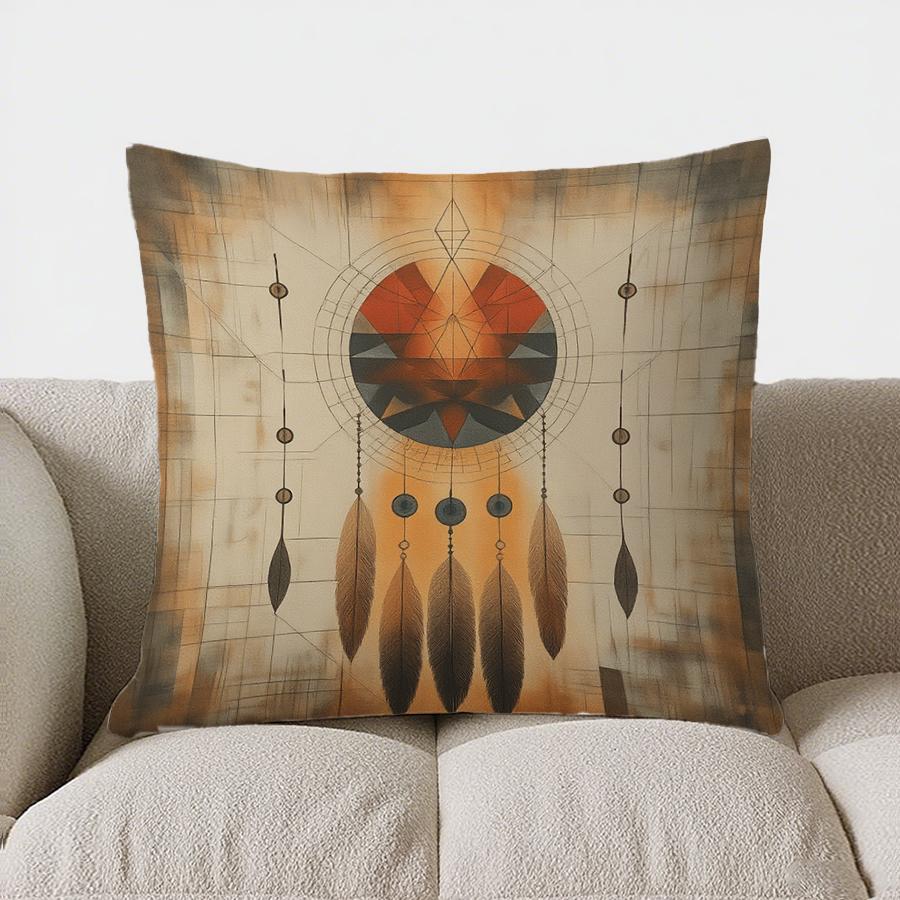 Home Decor Bohemian Dreamcatcher Geometric Printed Pillow Pattern Cushion Cover Suitable For Sofa Bedroom Car Pillow Cover