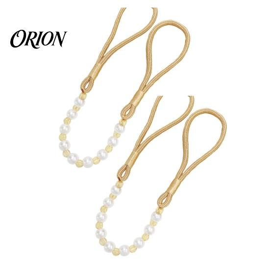 No Drill Curtain Buckles 2Pcs Tiebacks with Pearls, Handmade Decorative Holdbacks Rope, Outdoor Farmhouse Ties Tie Backs for Curtains, Holders Drapes