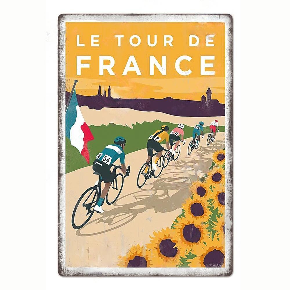 Vintage Bicycle Race Posters Decor Metal Tin Signs Plaque Retro Metal Poster Wall Decorative for Garage Man Cave
