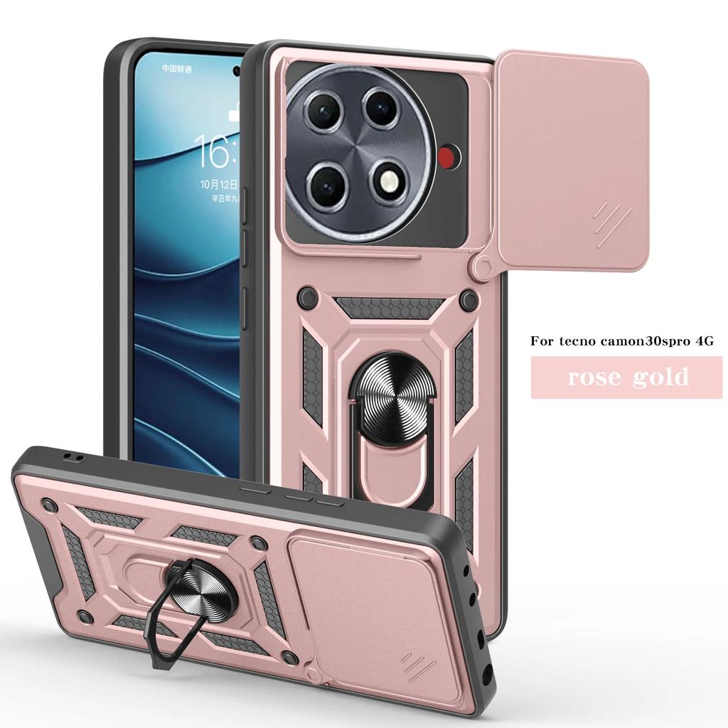 Funda for Tecno Camon 30s Pro 4G Case Slide Camera Protection Rotatable Ring Stand Back Cover for Tecno Camon 30S Pro 4G Capa