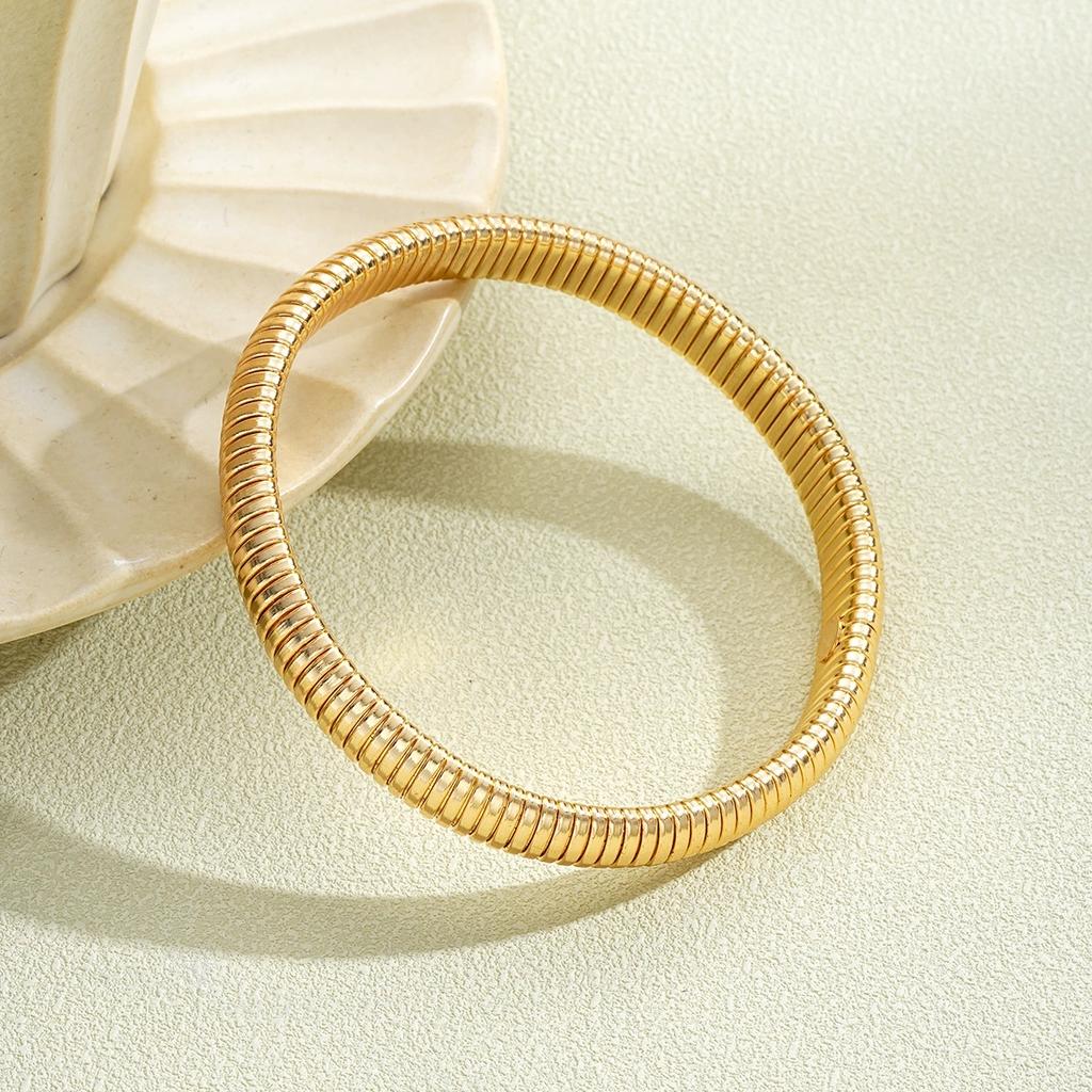 Gold Color Elastic Bracelet For Women Punk Wide Chunky Metal Spiral Bangle Female Fashion Party Jewelry Accessories Gift