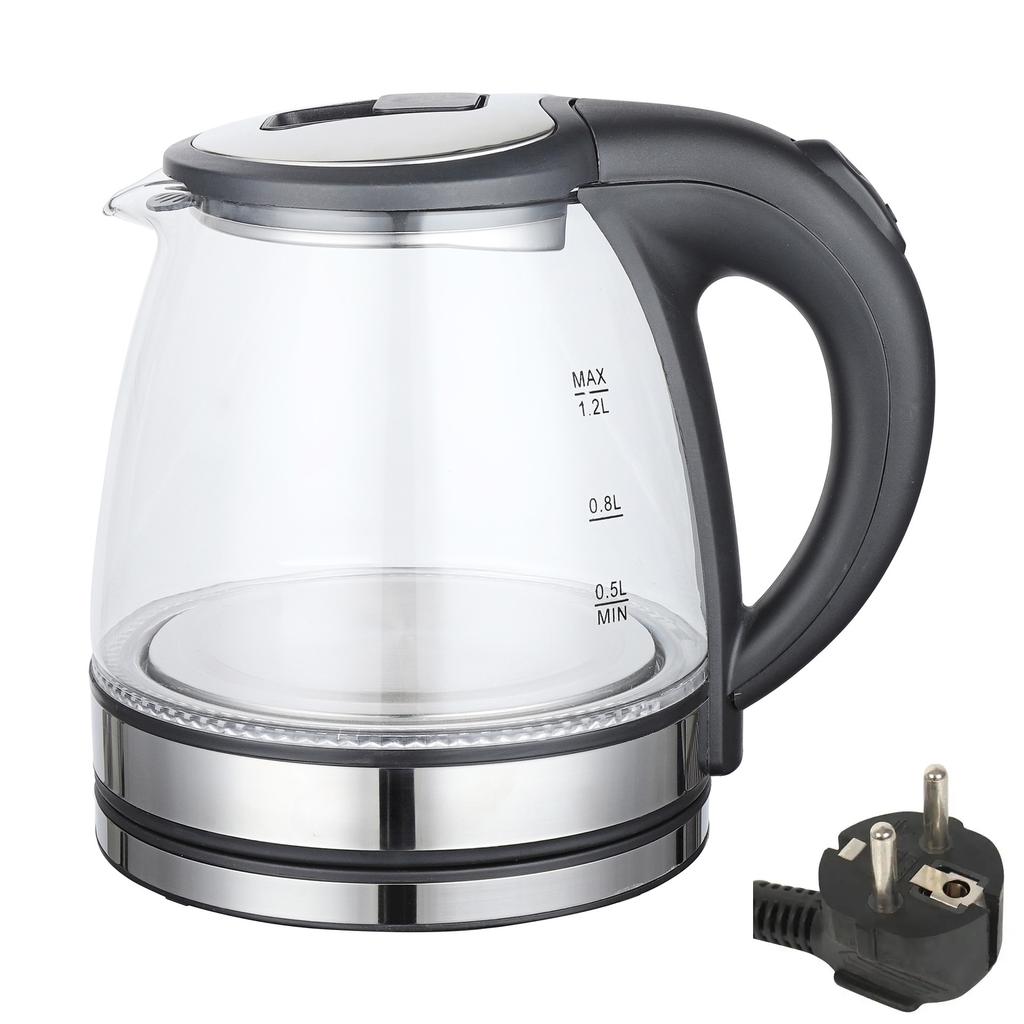 1500W Speed Boil Water Electric Kettle 220V Coffee & Tea Kettle Borosilicate Hot Water Kettle Auto Shut-Off 1.2L 2L