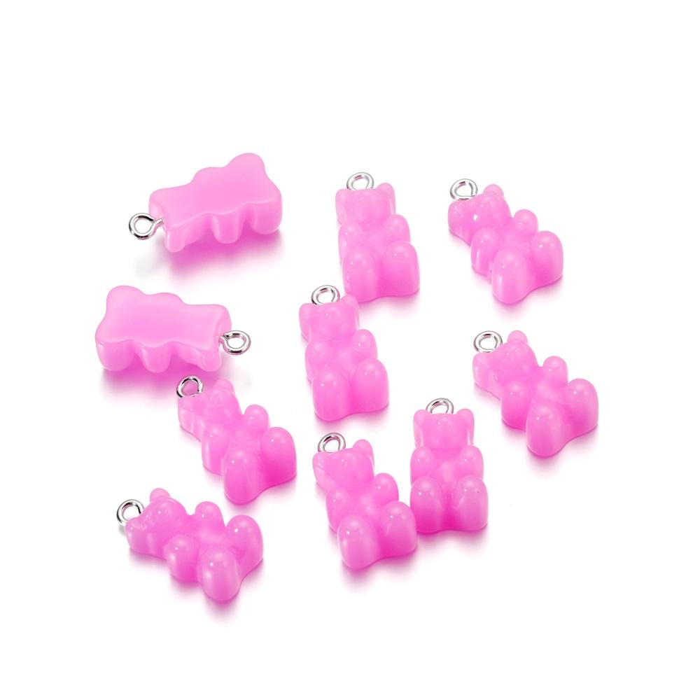 10pcs/lot Candy Color Resin Mini Bear Charms For Cute Earrings Pendants Necklaces Bracelets DIY Jewelry Making Accessories